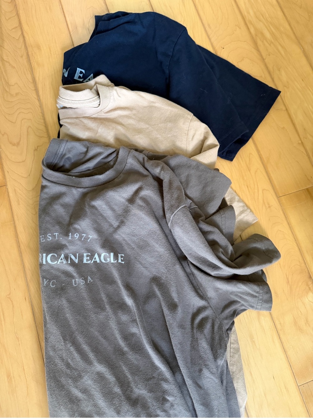 American Eagle Outfitters Men’s Crew Neck Tees - Navy, Taupe, brown - Picture 2 of 5